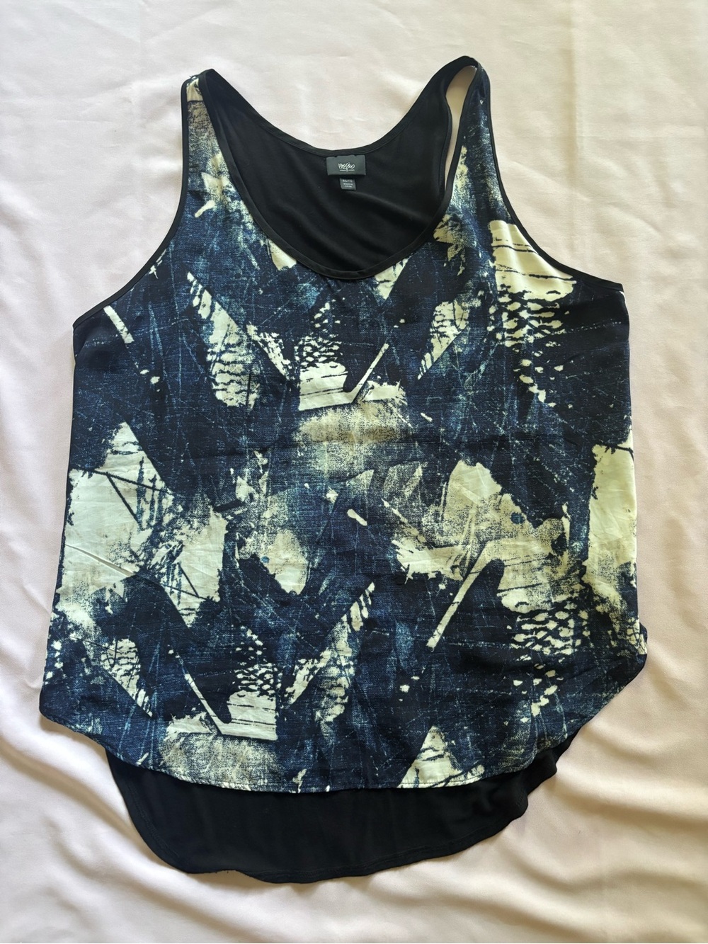 Mossimo Navy Abstract Racerback Tank